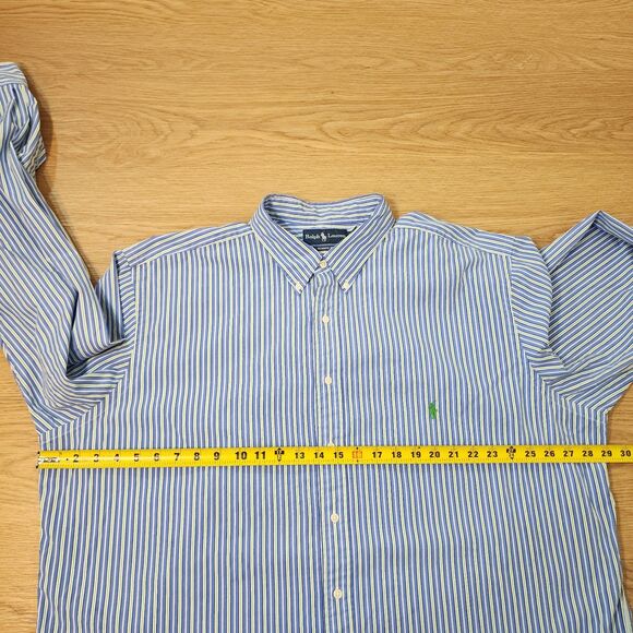 Polo Ralph Lauren 2XLT Classic Fit Blue Striped Button Down Shirt Green Pony - Picture 5 of 14